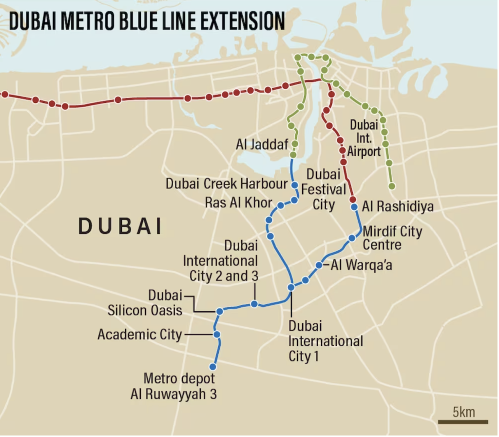 The Dubai Metro Blue Line’s Construction Is Starting In 2024